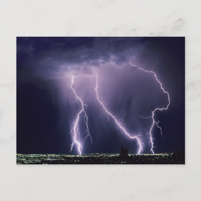 Lightning over Salt Lake Valley, Utah. Postcard (Front)
