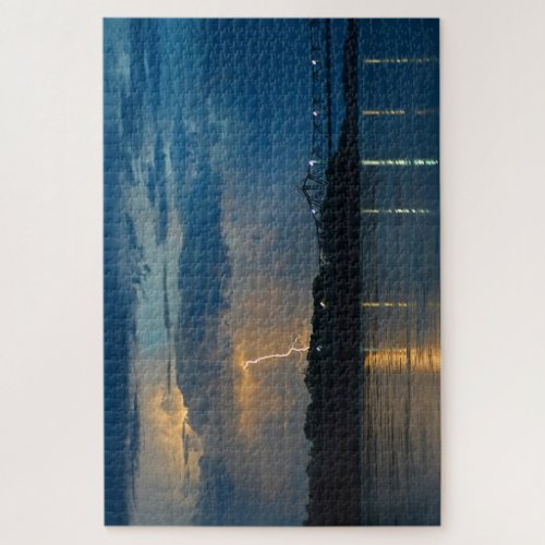 Lightning over the Bridge Jigsaw Puzzle