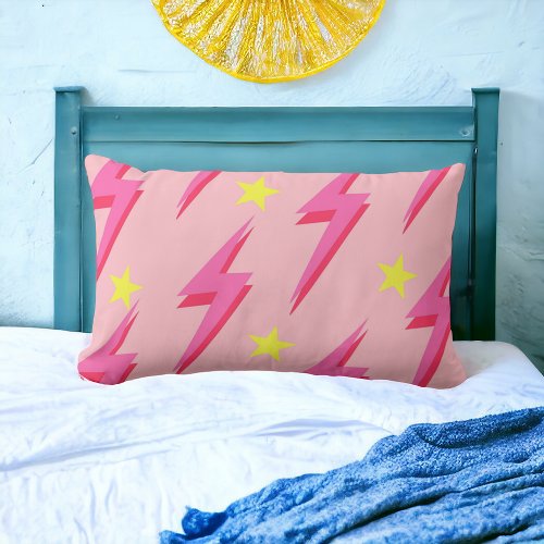 Lightning Pink Background Y2K Pattern Lumbar Pillow