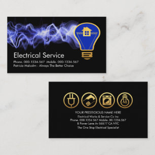 Lightning Powering Lightbulb Home Business Card