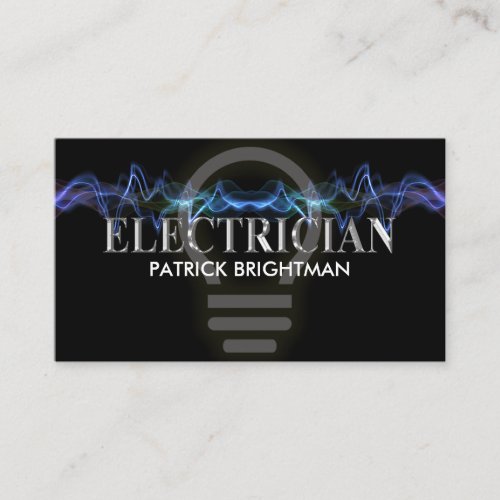 Lightning Powering Luminous Electric Bulb Business Card