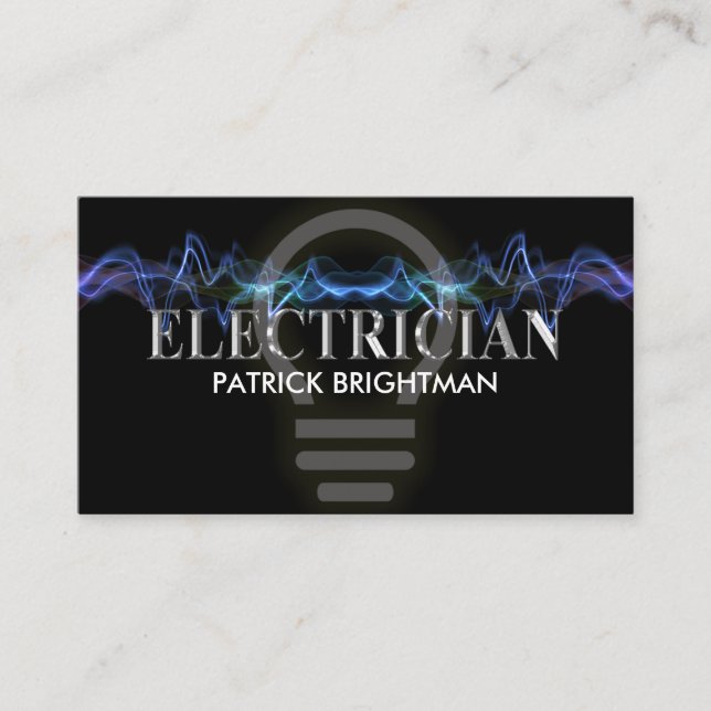 Lightning Powering Luminous Electric Bulb Business Card (Front)