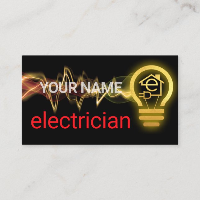 Lightning Powers Up Letter-e Home Lightbulb Business Card (Front)
