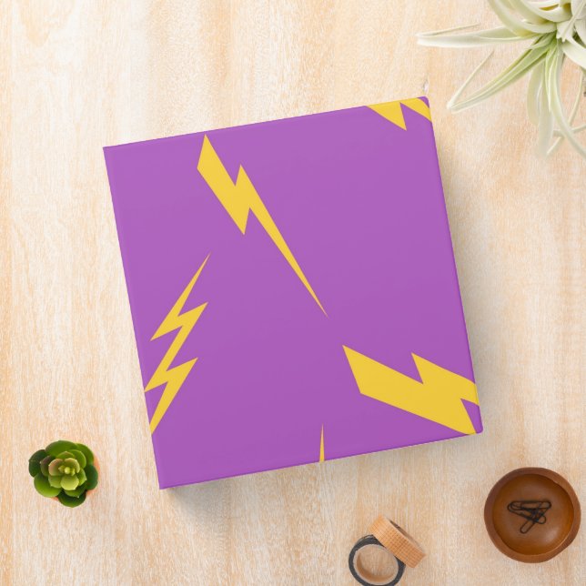 Lightning Purple Background Y2K Pattern 3 Ring Binder (In Situ)