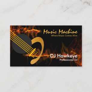 Lightning Red Sound Wave Gold Guitar DJ Business Card