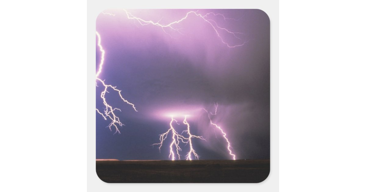 Lightning Square R Lightning. Square Sticker | Zazzle