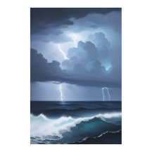 Lightning Storm and Ocean