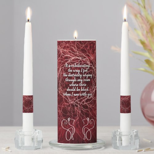 Lightning Storm Cats Romantic Unity Candle Set