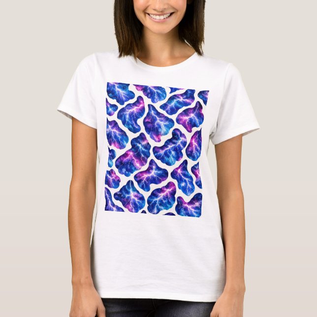 Lightning Storm Galaxy Pattern T-Shirt (Front)