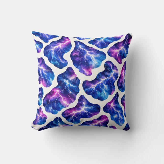 Lightning Storm Galaxy Pattern Throw Pillow (Front)