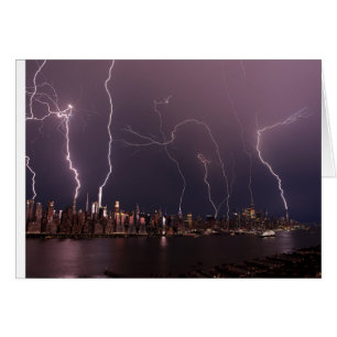 Lightning storm over Manhattan, NYC Cards
