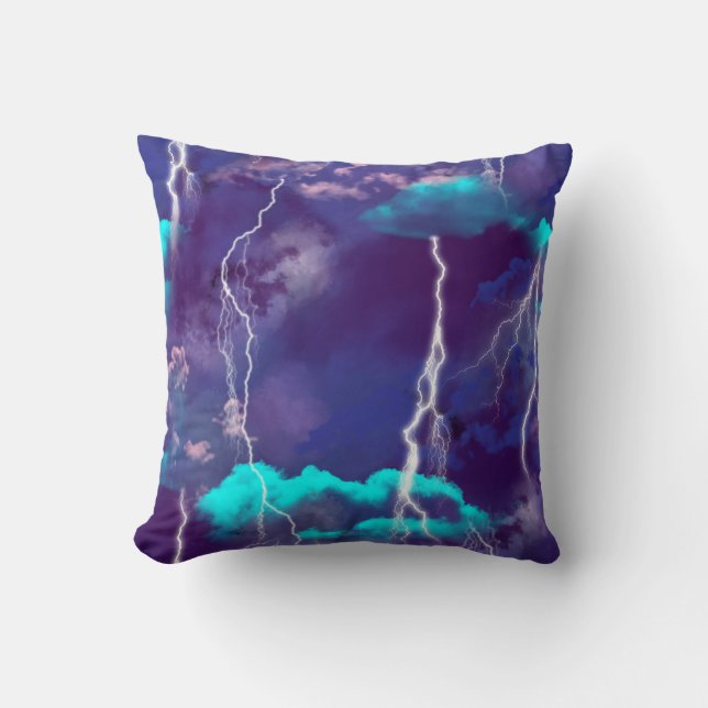 Lightning Storm Throw Pillow (Front)