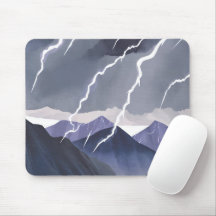 Lightning Storm | Watercolor Dark Mountains