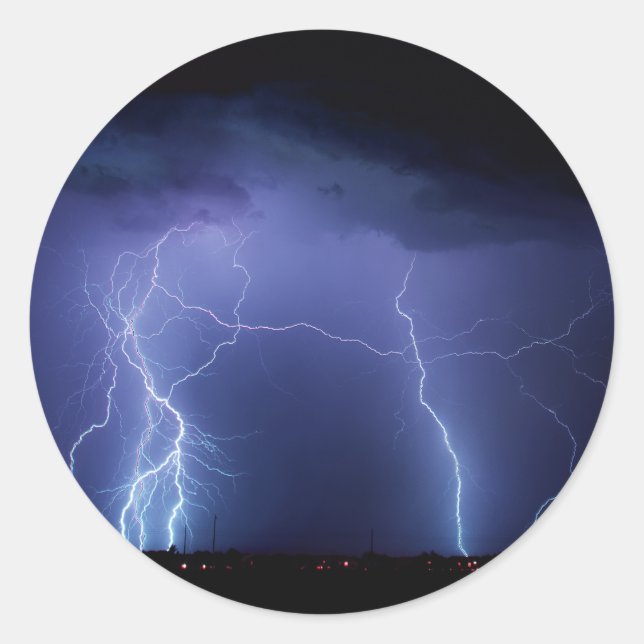 Lightning Strike 3 Classic Round Sticker (Front)