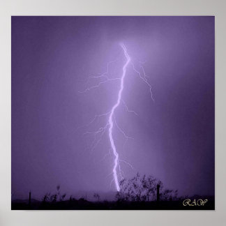 Lightning strike behind The Vulture Mountains Poster