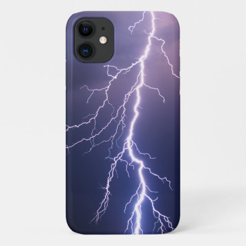 lightning strike in stormy sky iPhone 11 case