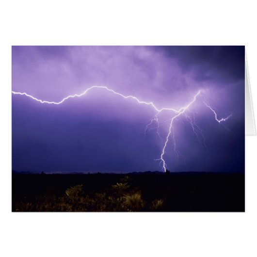 Lightning strike over desert, Big Bend Cards (Front Horizontal)
