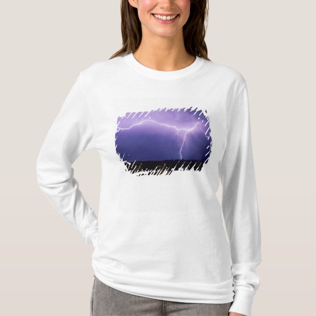 Lightning strike over desert, Big Bend T-Shirt (Front)