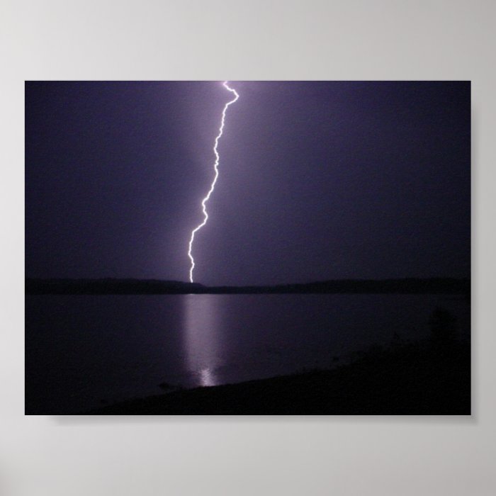 Lightning Strike Over Round Lake, New York Poster