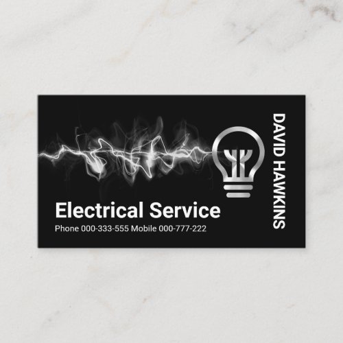 Lightning Strike Powers Silver Bulb Business Card