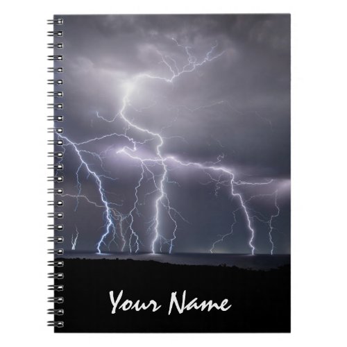 Lightning Strike Thunderstorm Black  Purple Photo Notebook