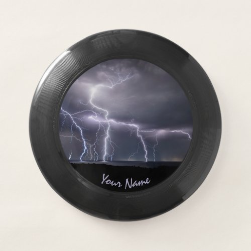 Lightning Strike Thunderstorm Black  Purple Photo Wham_O Frisbee