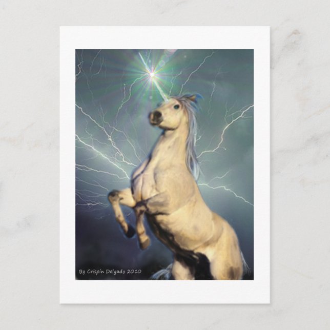 Lightning Strike Unicorn Postcard (Front)