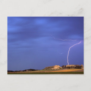 Lightning strikes buttes near Scottsbluff Postcard