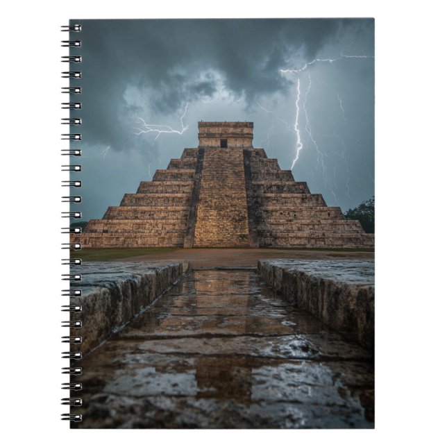 Lightning Strikes Chichen Itza Notebook (Front)