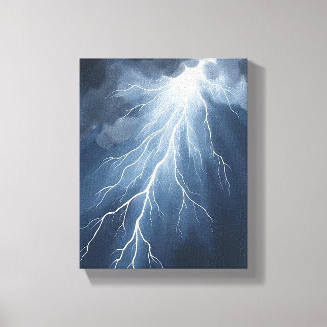Lightning Strikes | Stormy Sky Watercolor Canvas Print (Front)