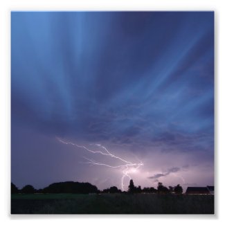 Lightning Striking During Thunderstorm Photo Print