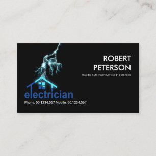 Lightning Striking Electrician Rooftop Business Card