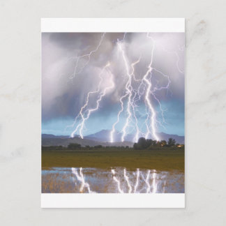 Lightning Striking Longs Peak Foothills 4C. Postcard