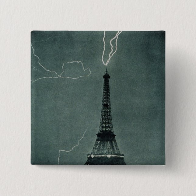 Lightning Striking the Eiffel Tower Button (Front)