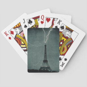 Lightning Striking the Eiffel Tower Poker Cards