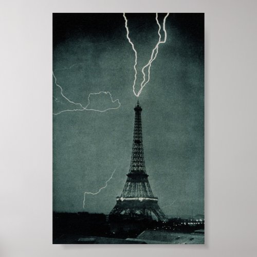 Lightning Striking the Eiffel Tower Poster