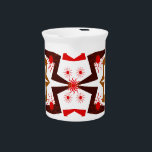 Lightning Suns Drink Pitcher<br><div class="desc">This brightly colored white porcelain pitcher features a primitive abstract design of lightning and suns in earth tones of orange, red and brown.</div>