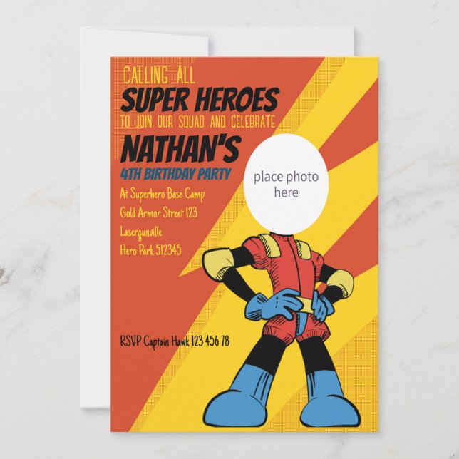 Lightning Superhero Birthday Invitation (Front)