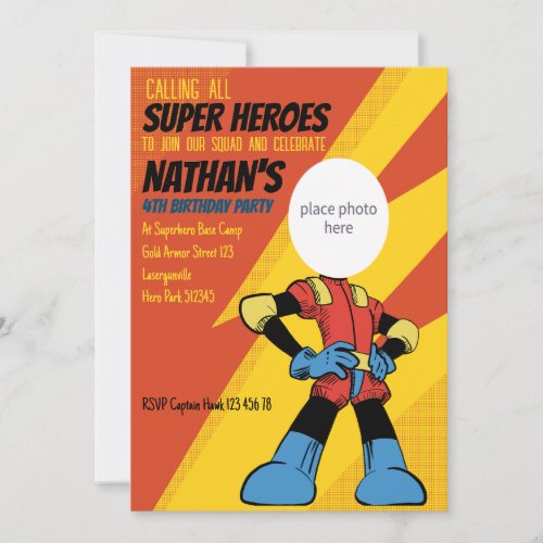 Lightning Superhero Birthday Invitation