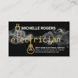Lightning Vapor Stylish Gold Electrician Signage Business Card