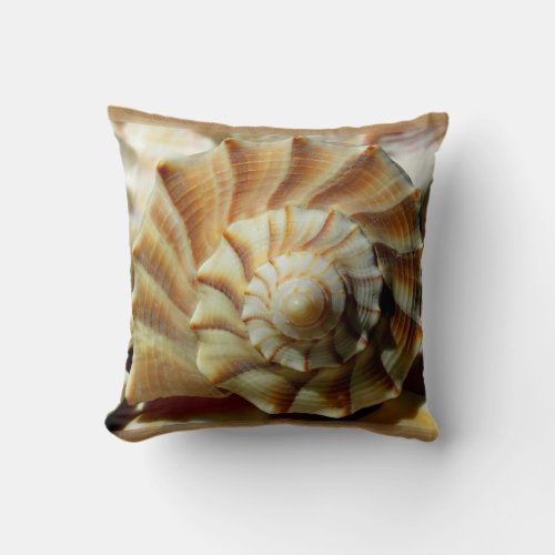 Lightning Whelk Seashell Spiral Pillow