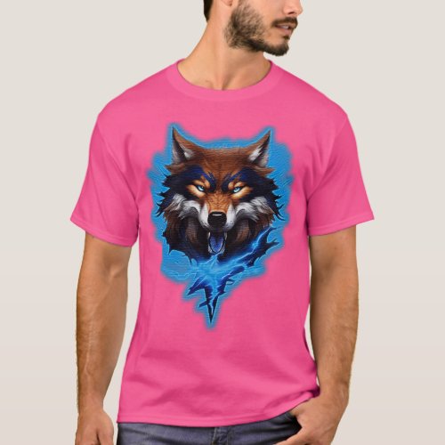 lightning wolf Head T_Shirt