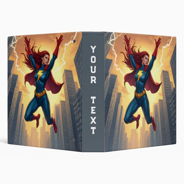 Lightning Woman Superhero 3 Ring Binder (Background)