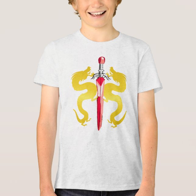 Lightning Yellow Dragon Emblem Tri-Blend Shirt (Front)