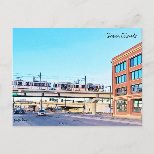 LightRail, I-25, Broadway Station, Denver, CO Postcard (Front)