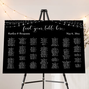 Lights Alphabetical Seating Chart 170 Names Black Foam Board