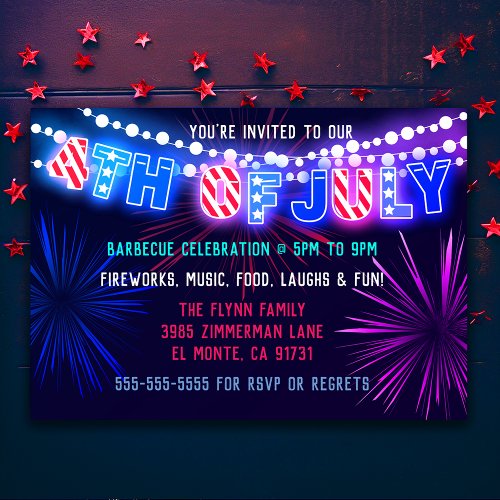 Lights and Fireworks 4th of July Party Invitations