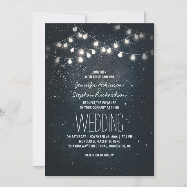 Lights and Night Stars Vintage Elegant Wedding Invitation (Front)