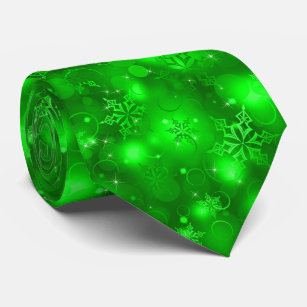 Lights and Snowflakes, Green - Christmas Ties, Neck Tie