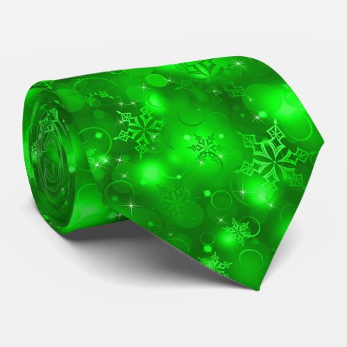 Lights and Snowflakes Green _ Christmas Ties Neck Tie